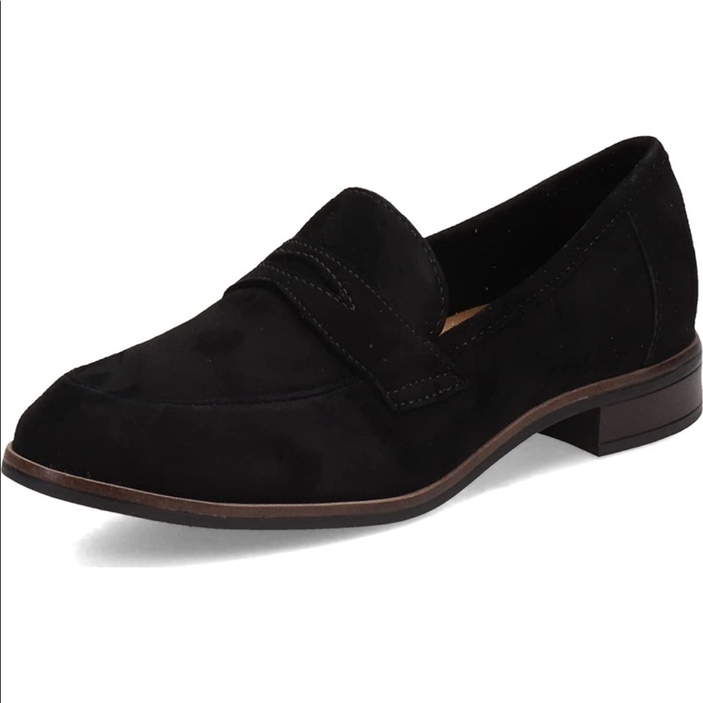 New Clarks Trish Rose - Black Suede Size 6M